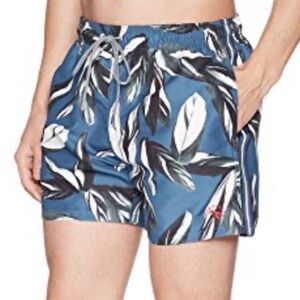 Ted Baker The World’s Your Lobster Swim Shorts Men's Bold Leaf Print Size 4 Blue